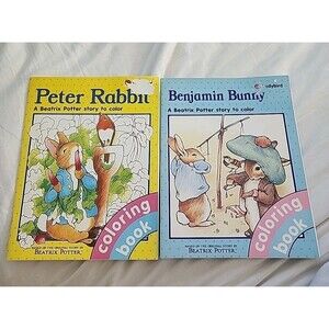 Peter Rabbit Coloring Book Lot Of 2 Beatrix Potter Story Color Benjamin Bunny